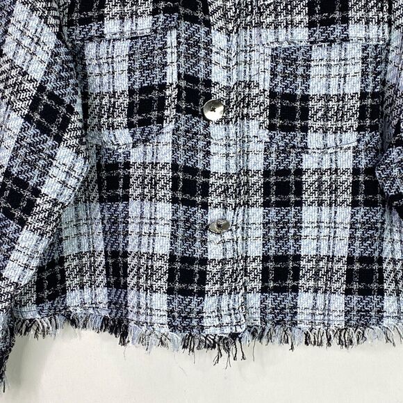 Zara Structured Frayed Tweed Button Front Overshirt Women's Size Medium - Picture 5 of 8